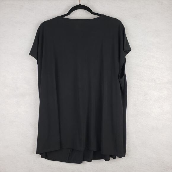 Lane Bryant Womens 22/24 Cap Sleeve Pleated Blouse Black Simple Capsule Wardrobe - Picture 8 of 8